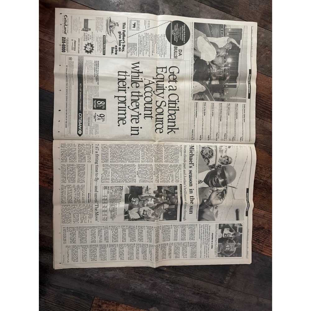 1991 Chicago Tribune Champions Newspaper Chicago Bulls Michael Jordan NBA Finals - Picture 2 of 9